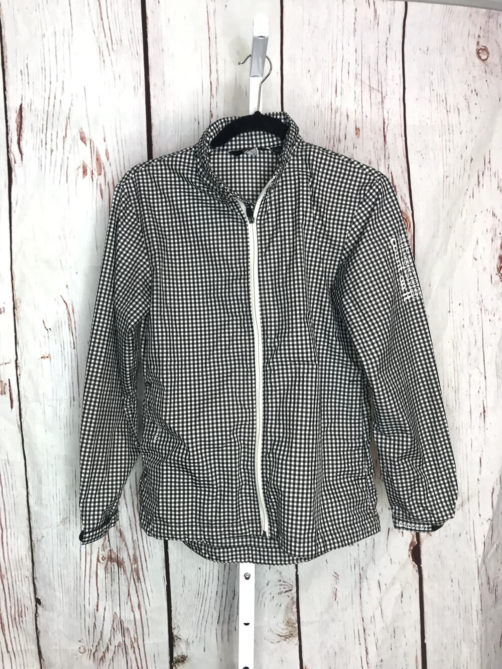 abacus gingham zipper up lightweight jacket